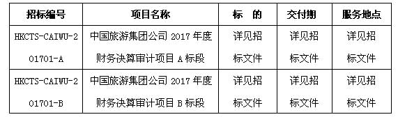 中国旅游集团公司 2017年度财务决算审计项目招标公告